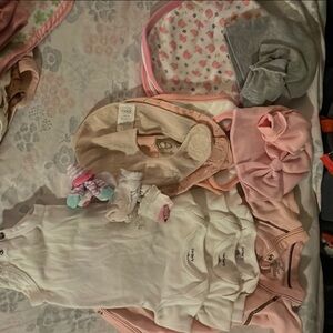 Carter's Pink and White Bodysuits Soft Stretchy Fabric